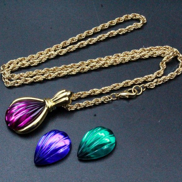 Kenneth Jay Lane KJL Signed Designer Interchgeable Magnetic Pendant Necklace - Picture 5 of 8